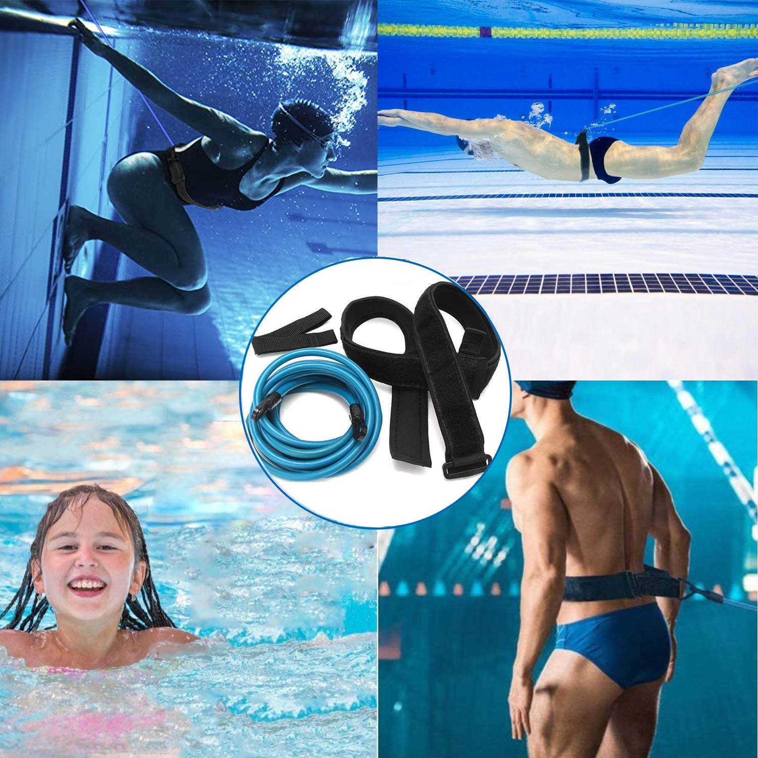 Cinturón De Natación Ajustable TATAFUN - Con Cuerda Elástica De 4m