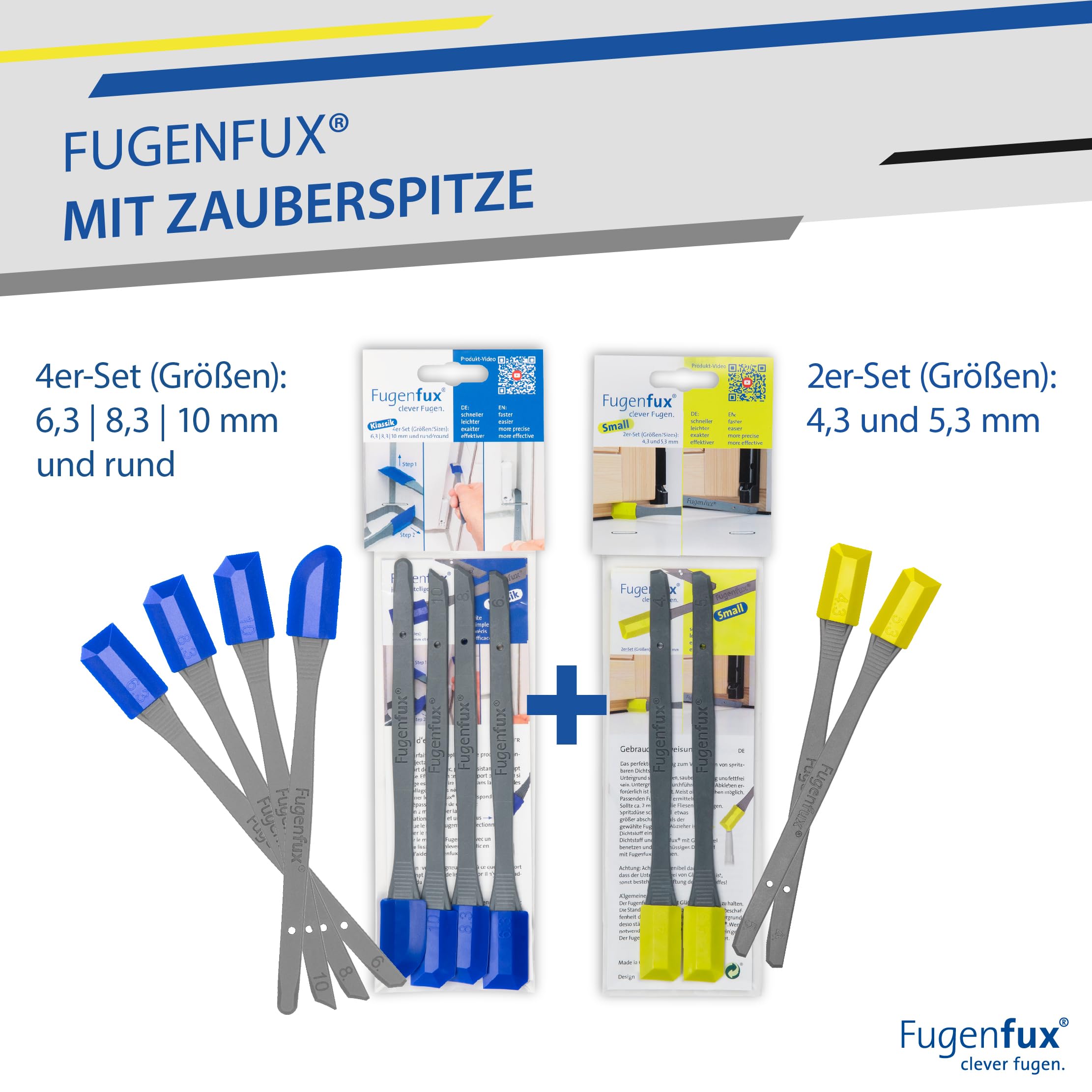 FUGENFUX® Set station wagon Master Classic 4 + Small – Speciale estrattore fughe – Piastra per fughe per qualsiasi dimensione – Estrattore fughe con punta magica rivoluzionaria per punto estremamente