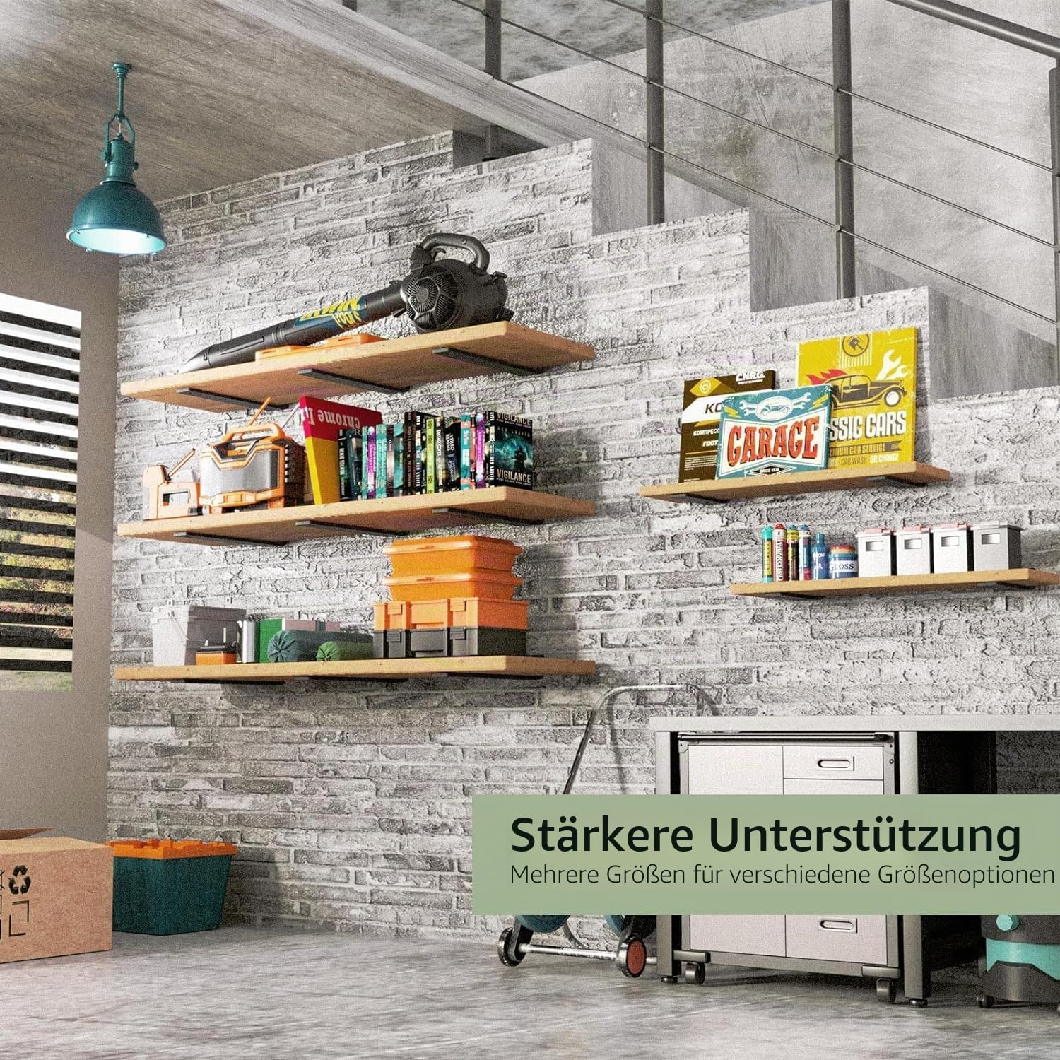 WELDUN 6 Stücke Regalhalterung Regalträger 30 CM, Schwerlast L Regalwinkel für die Wandmontage, Tragkraft 75 KG, Schwarz, Model A
