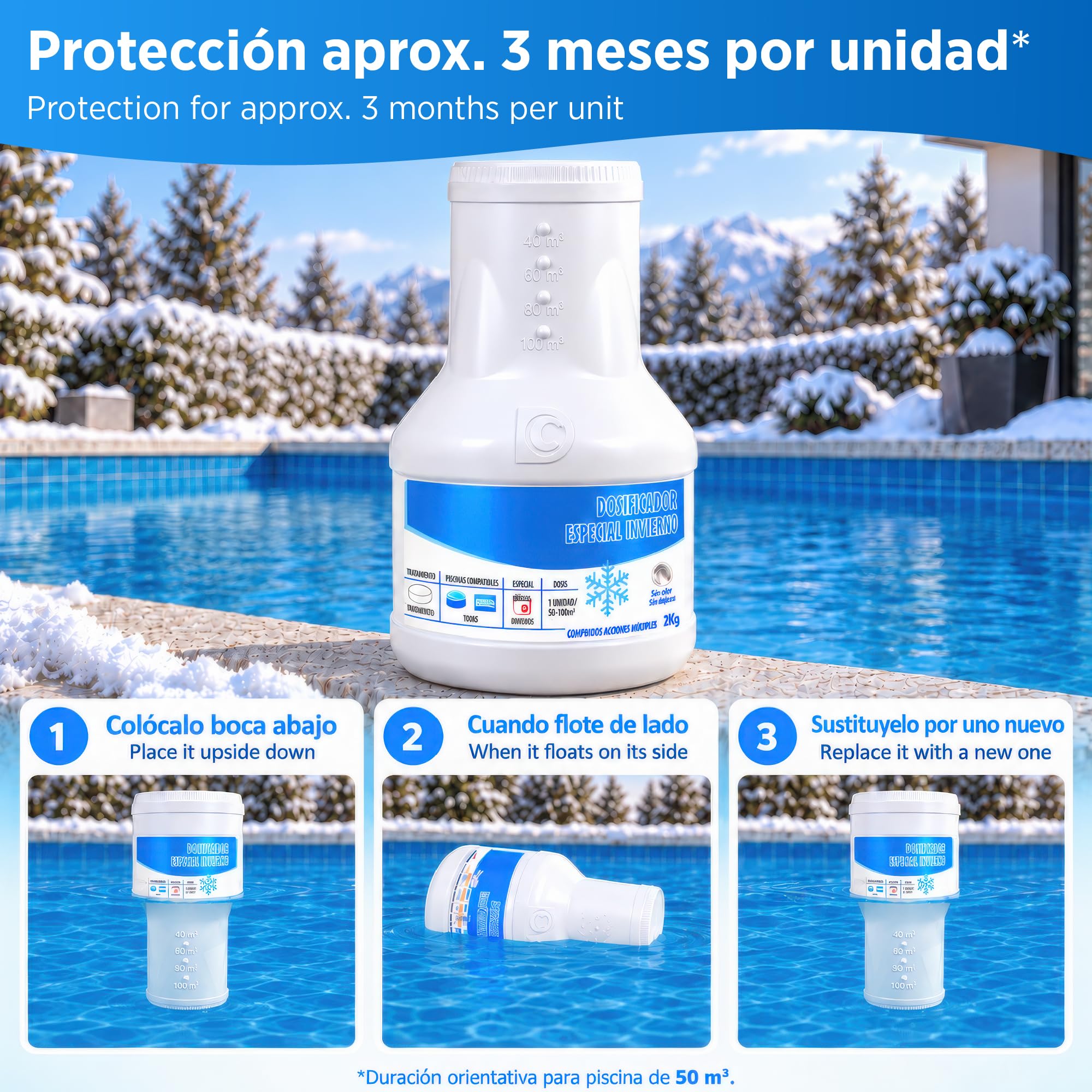 Pack 5 x 2 kg Dosificador Flotante Especial Invierno para Piscinas FLUVIA