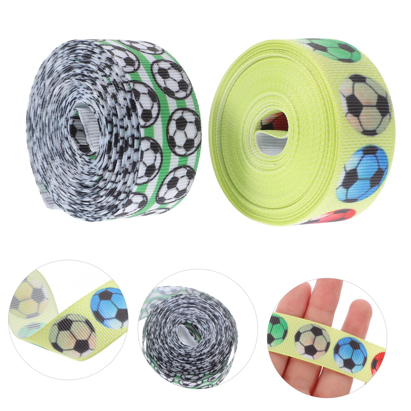 jojofuny 4 Sätze Fußball -dekorationsband Goldenes Drahtband Blaues Drahtband Grünes Band Bunt Hochzeit Seide Verpackung Weiß Türkisfarbenes Band Bänder Für Medaillen Stoff 2 Rollen * 4