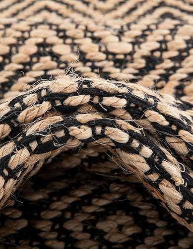 Miniatura 6 de Unique Loom Alfombra trenzada de la colección de yute - Assam (1' 2" x 6' 1", camino de mesa, negronatural)