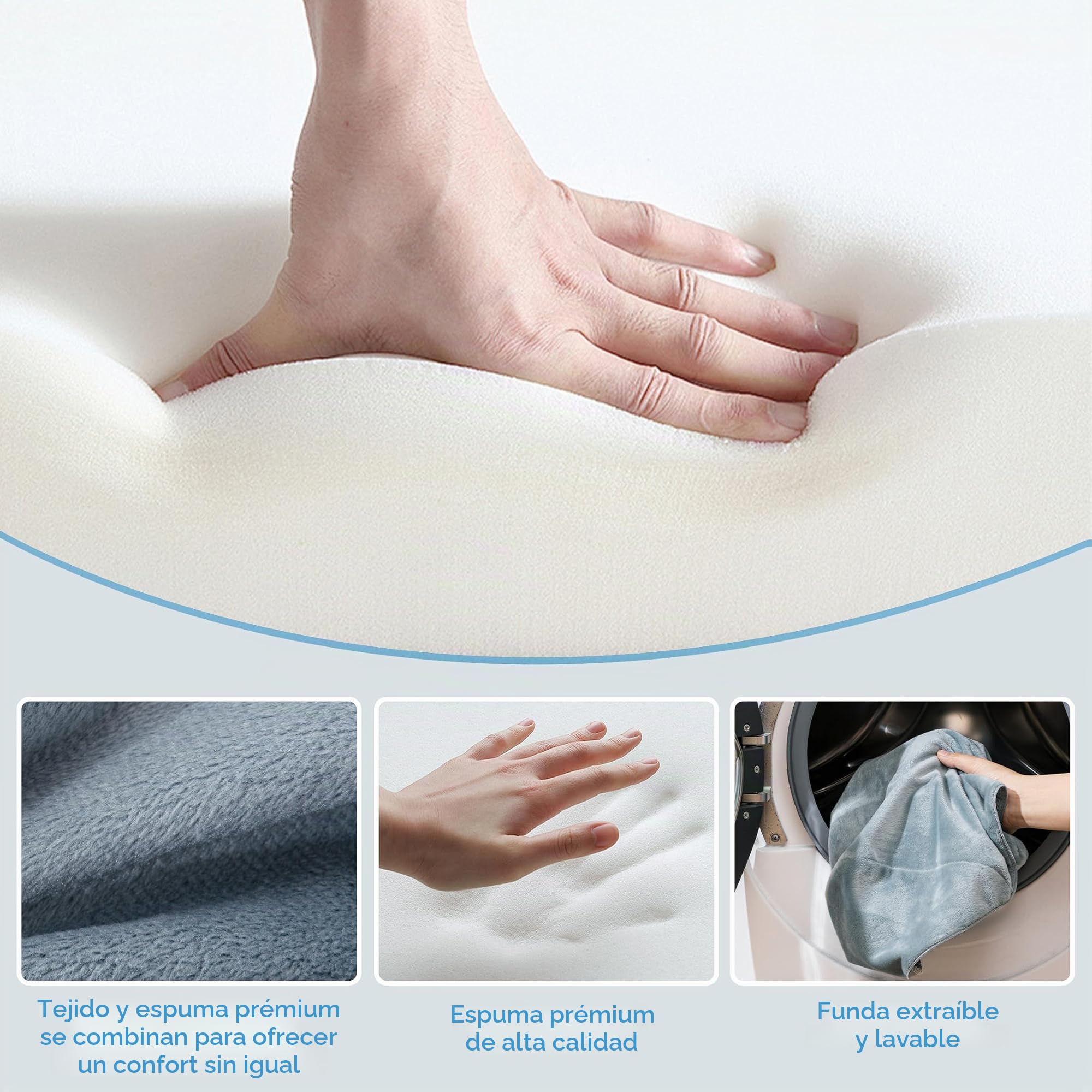 Almohada de Elevación de Piernas, Cojín de Cuña de Espuma Premium Ajustable, Alivia el Dolor Articular Postoperatorio, Curva Ergonómica para Mejorar la Circulación Sanguínea