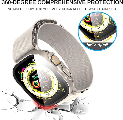 Miniatura 5 de Suoman 2-Pack for Apple Watch Ultra 3/2/1 49mm Case, Ultra-Thin Tempered Glass Screen Protector, All-Around PC Protection Cover for iWatch Ultra