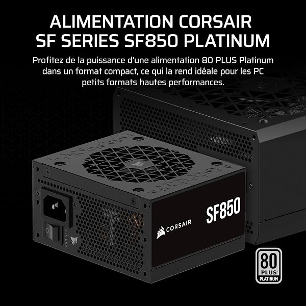 CORSAIR SF850 (2024) Alimentation Entièrement Modulaire à Faible Bruit 80 Plus Platinum – Compatible ATX 3.1 – Compatible PCIe 5.1 – Support SFX-to-ATX Inclus – Noir - 2