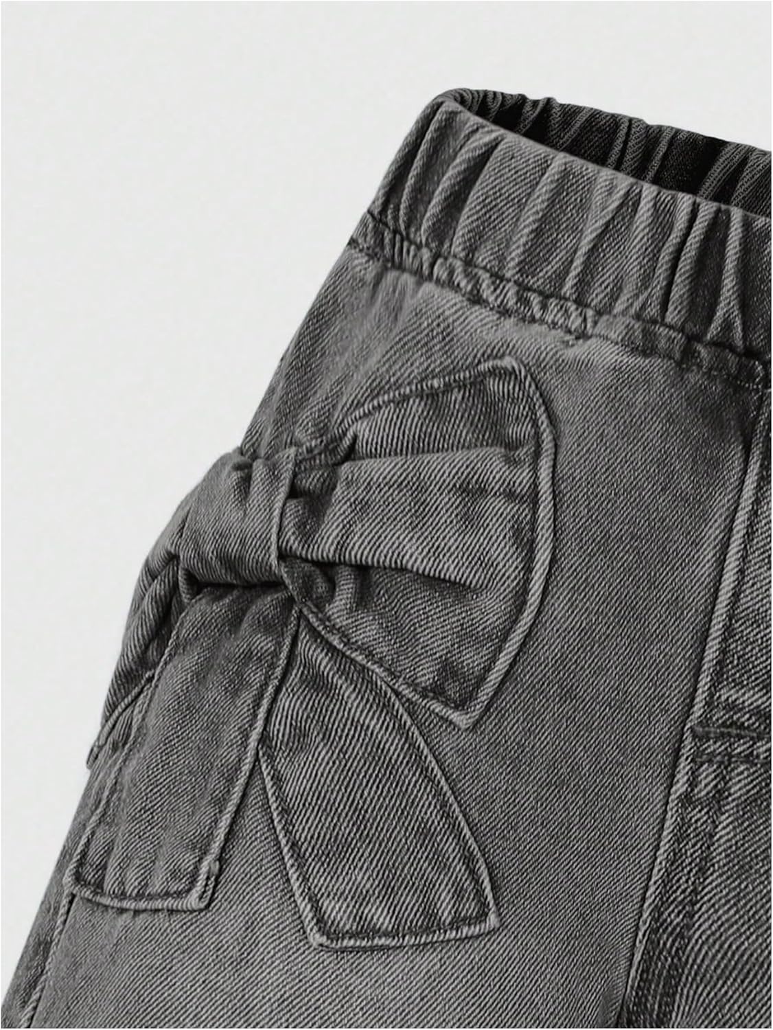 WDIRARA Toddler Girl's Bow Wide Leg Jeans Elastic High Waisted Denim Pants - Image 3