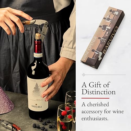 Miniatura 6 de Barvivo Abridor de botellas de vino con sacacorchos de doble bisagra - Llave de vino manual de 4.5 pulgadas con cortador de papel de aluminio y