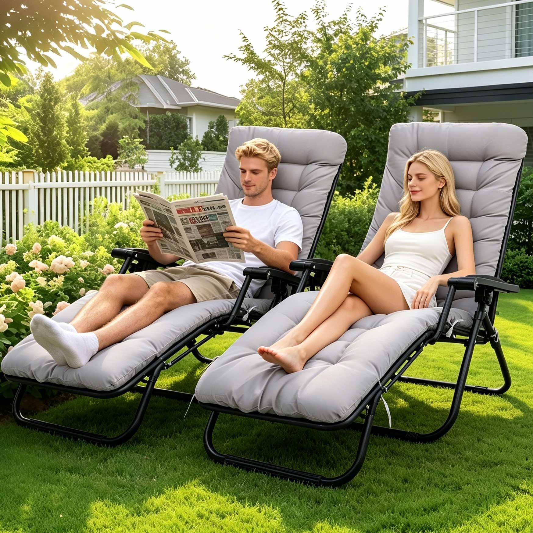 2X Liegenauflage,Gartenliege Auflage,170x53x8cm Polsterauflage für Deckchair Sonnenliege,Balkonliege,Kissen für Liegestuhl,Tragbarel liegen auflagen Gartenliegen,Ersatz-Schaukstuhl Bank und Liegestuhl