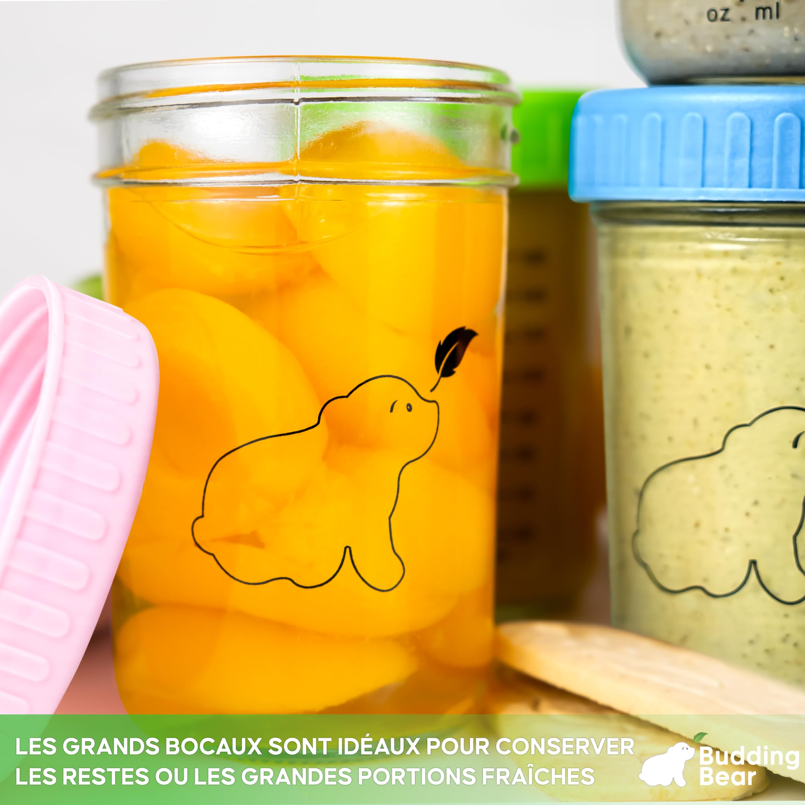 Petit Pot Conservation Bébé Verre 240ml (Lot de 6) - Pot Bebe Repas Réutilisables - Congélateur & Micro-Ondes (Sans Couvercles) - Lavage à la Main - Sans BPA, Phtalate, Plomb, PVC