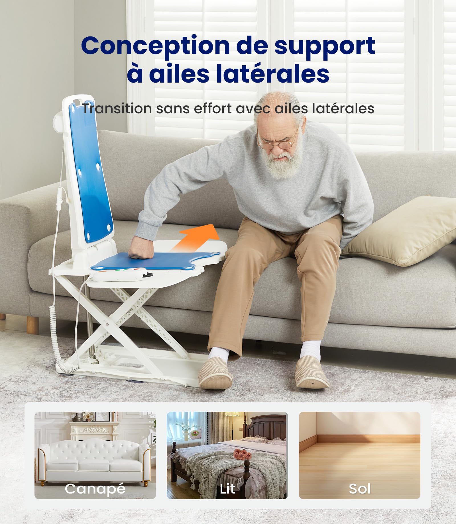 VOCIC Sièges à Levage assisté – Fauteuil élévateur électrique Multifonction, réglable en Hauteur jusqu'à 48 cm, Aide au relevage du Sol pour Personnes âgées, Charge maximale 136 kg