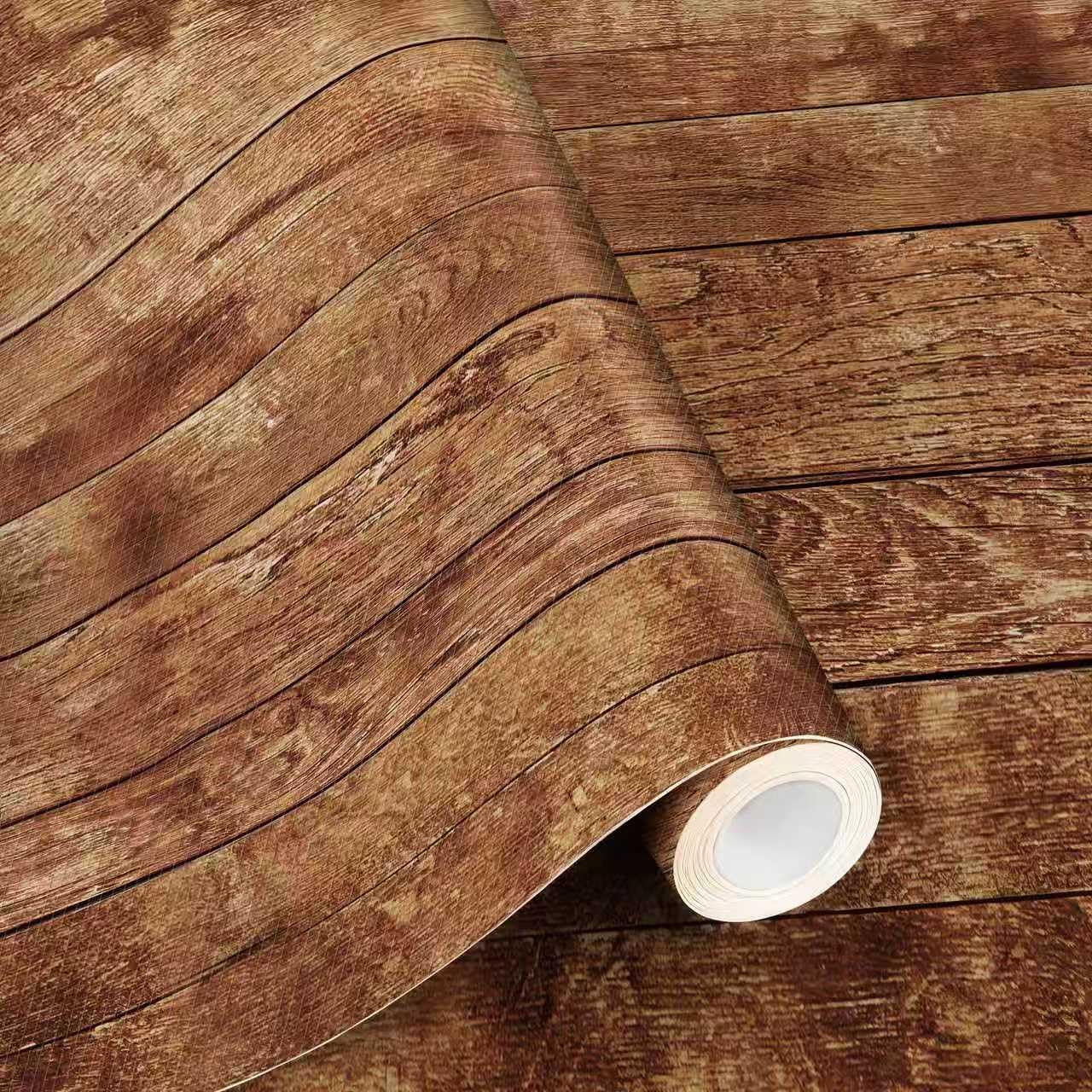Photo 1 of [Heavily used] FLFK 16"x128" Non-Slip Textured Finish Peel and Stick Vinyl Flooring Roll for Kitchen Bathroom, Ultra-Thin Wear-Resistant Twill Texture Floor Covering, Vintage Brown Woodgrain