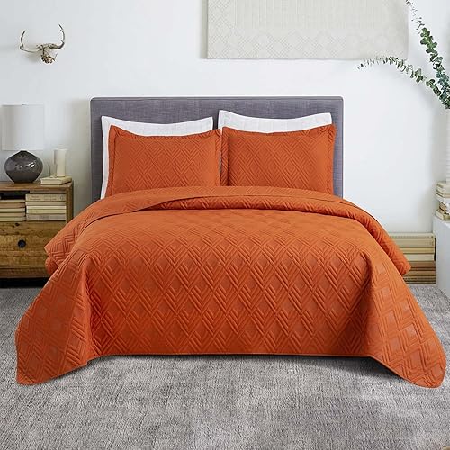 Hygge Hush - Juego de colcha para verano, tamaño twin, juego de 2 piezas con patrón en L, color caramelo, estilo moderno oversized, apto para todas