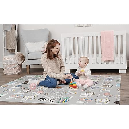 Regalo Sensory & Learning My Play Mat, Foldable & Reversable, Waterproof, Bonus Kit, Includes Travel Case with Carry Strap, Grey, Extra Large