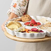 Vista 7 de DOWAN 360° Rotatable Serving Tray and Platters, 12 Inch Divided Serving Bowls for Party, Kitchen Decor, Removable Serving Dishes for Chips and Dip