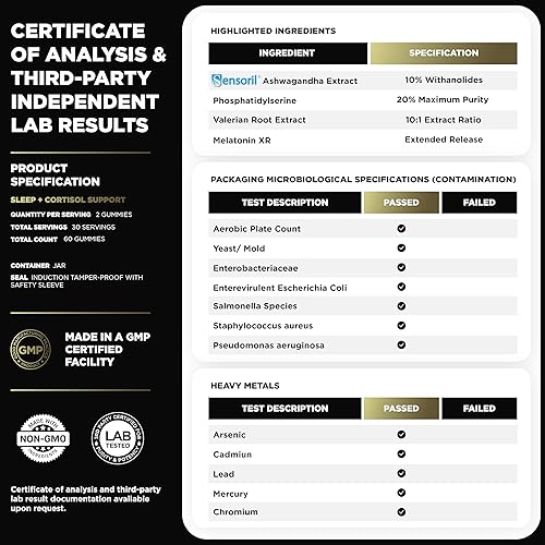 Miniatura 4 de Gomitas para dormir extra fuertes de melatonina XR de 2,450 mg con melatonina de liberación lenta, teanina de magnesio y Ashwagandha Sensoril -