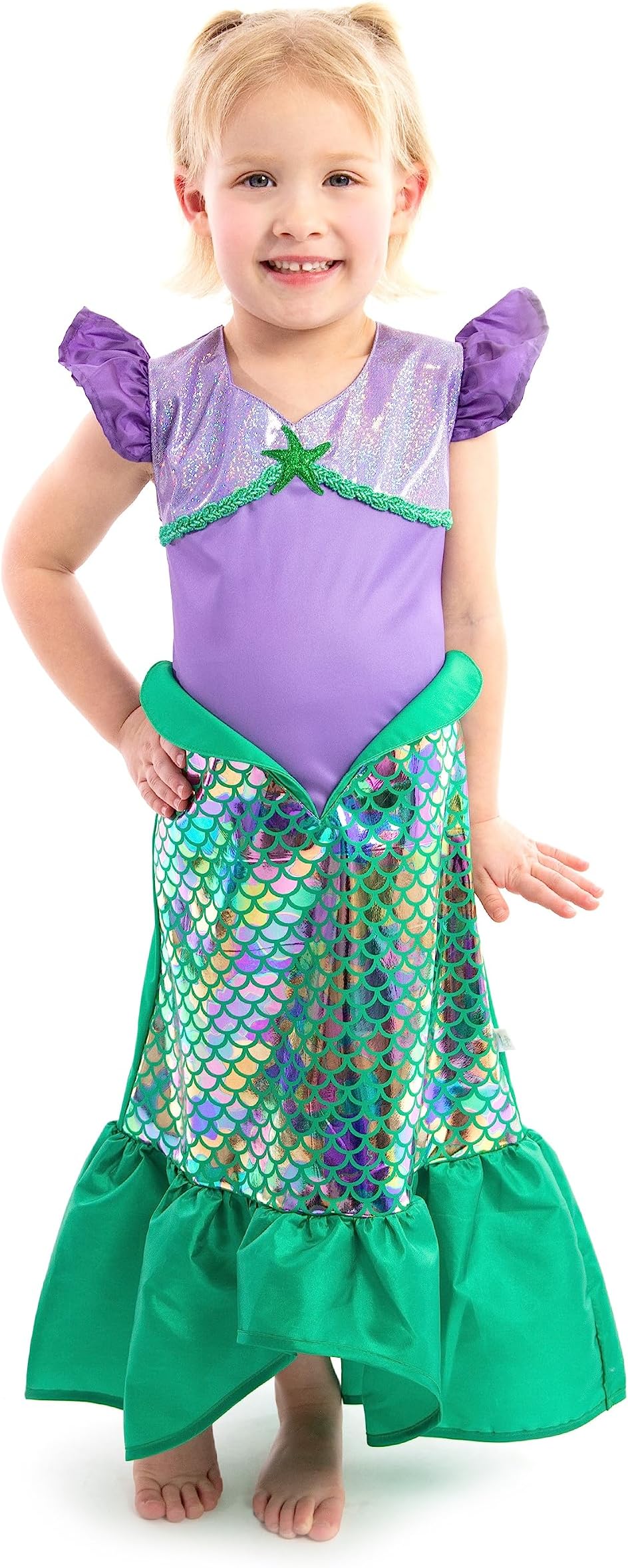 Little Adventures Classic Mermaid Princess Dress Up Costume - Machine Washable Child Pretend Play Dress with No Glitter