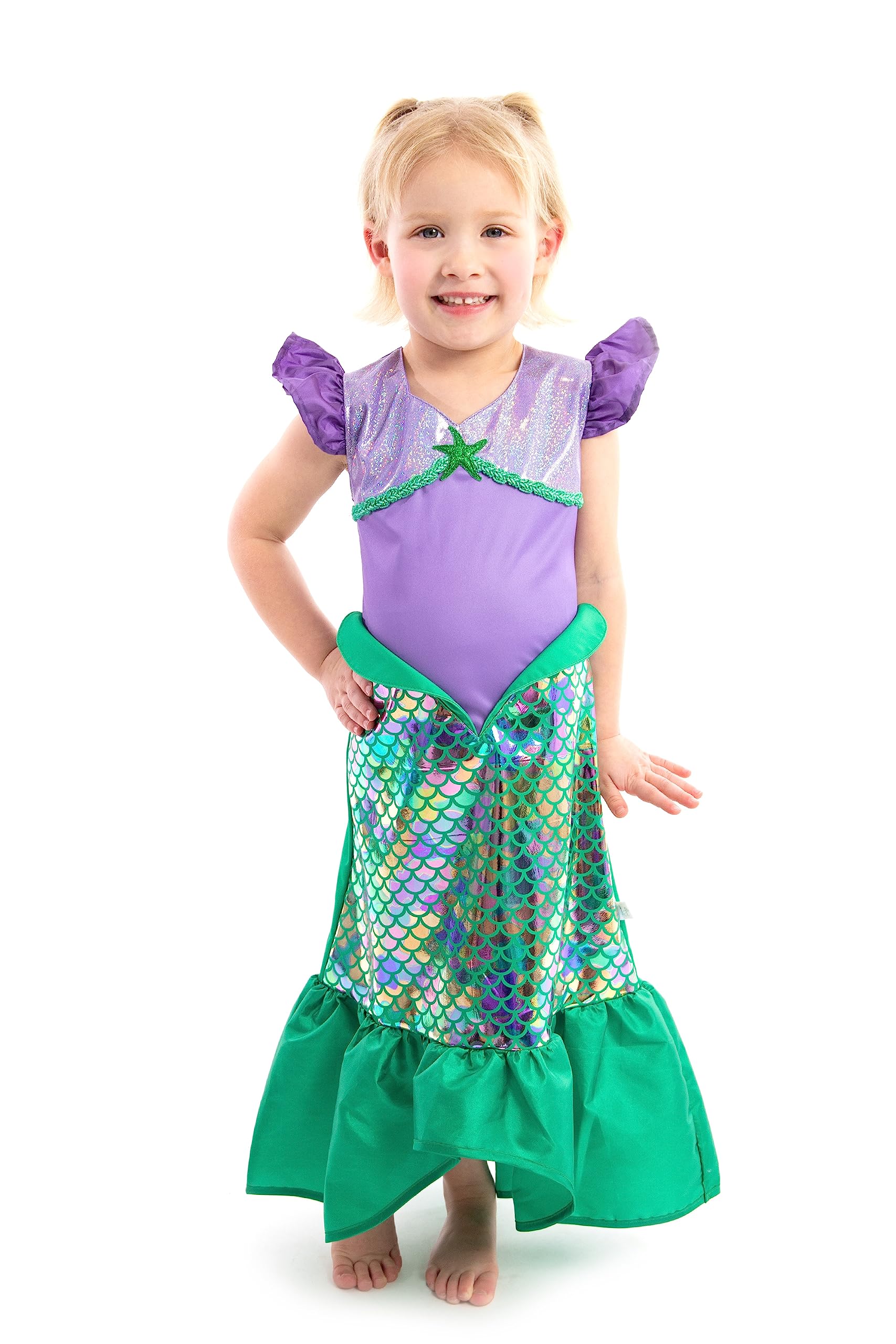 Little AdventuresClassic Mermaid Princess Dress Up Costume - Machine Washable Child Pretend Play Dress with No Glitter