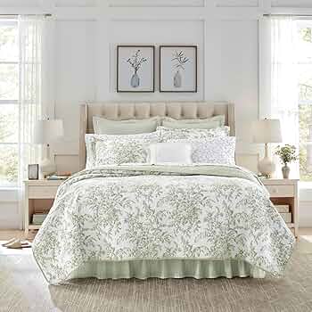 最終価格LAURA ASHLEY　バタフライボウル Laura Ashley Full/Queen Bedford Quilt and Sham Set Delft
