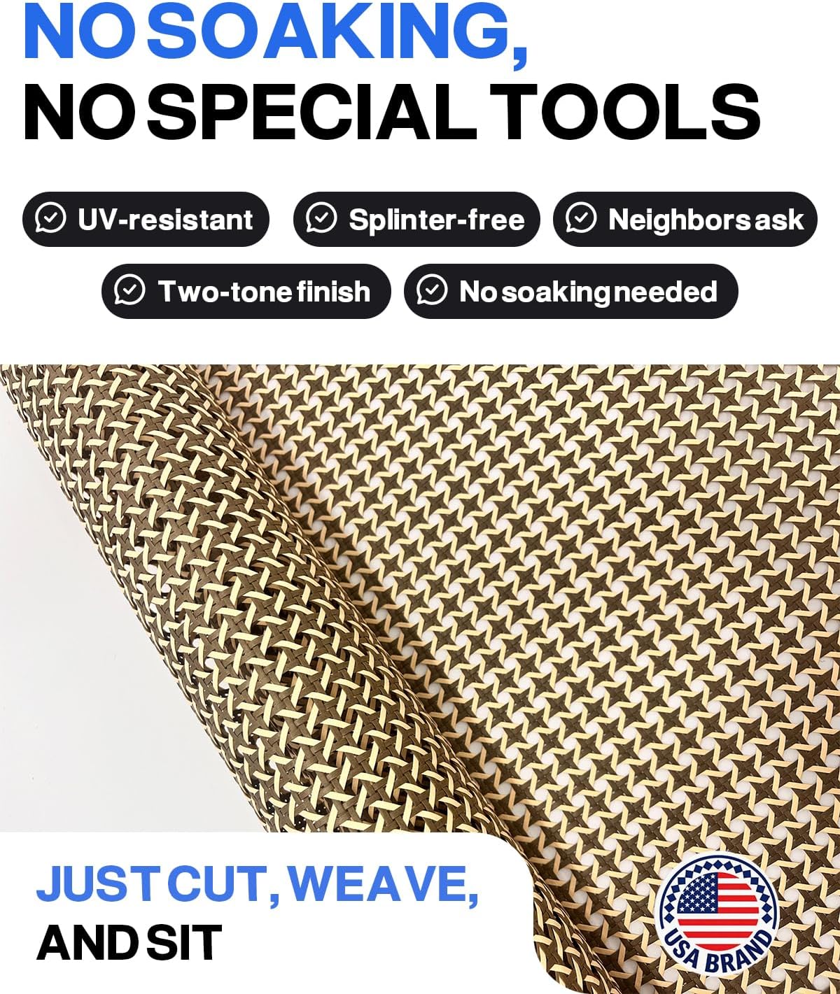 19.5" x 5 FT Plastic Rattan Webbing Roll, Two Tone Cane Webbing, Rattan Cane Webbing for Caning Projects, Furniture Repair, Chair Seats, Cabinet Doors & for DIY & Professional Use