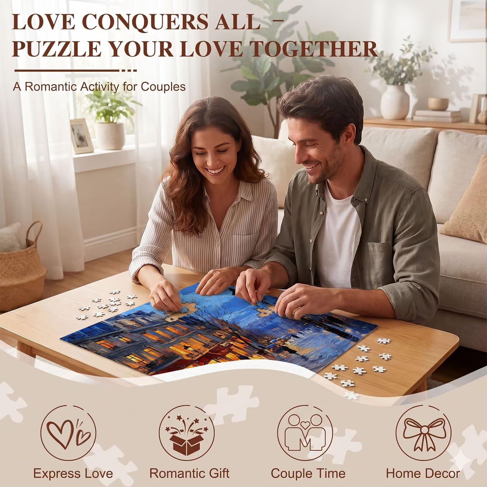 architettura Città Puzzle 1000 Pezzi per Adulti, Puzzle in Legno - Collezione Classica con Poster Incluso - Sfida di Concentrazione e Passatempo Antistress, Gioco per Famiglia, 75 x 50 cm f0-483