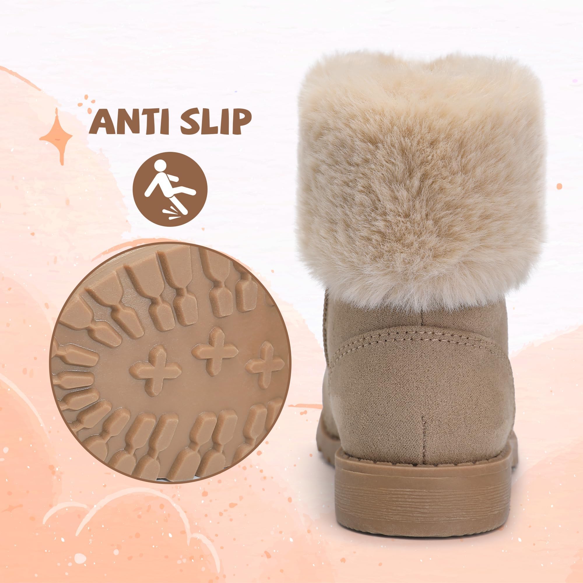 Stivaletti invernali da bambina, caldi, leggeri, alla caviglia, alla moda