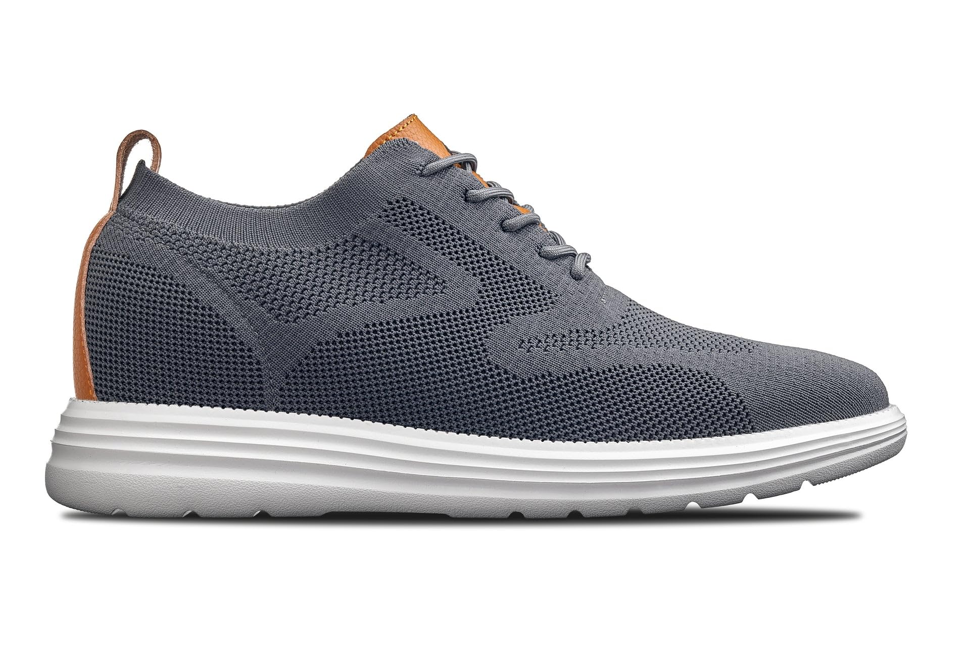 CALTO Zapatos de elevación invisibles para hombre con aumento de altura, ultraligeros, con cordones, de punto, deportivos, 7,1 cm más altos