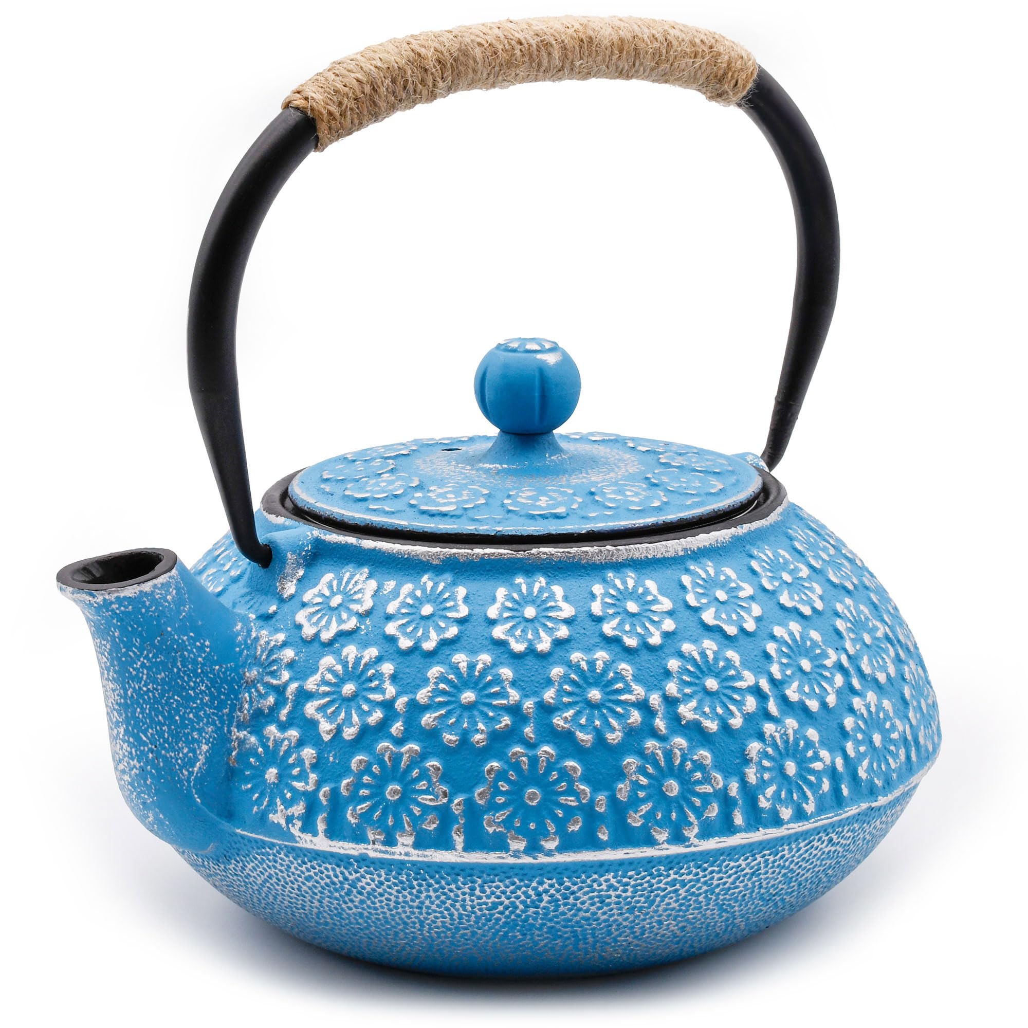 Théière japonaise en fonte tetsubin Zen Minded bleue argent 900 ml