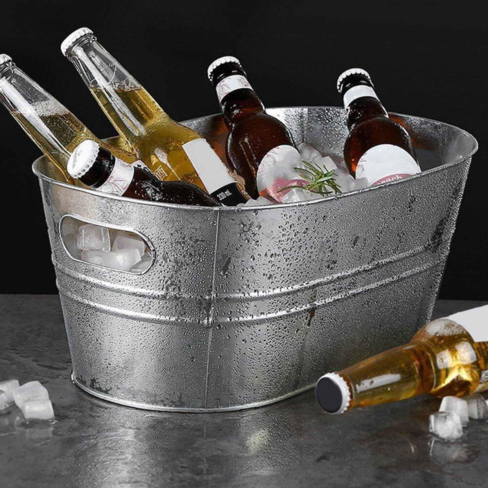 2 cubos de hielo, bañeras galvanizadas, para fiestas, bebidas para amantes de la barbacoa, cubos para bebidas