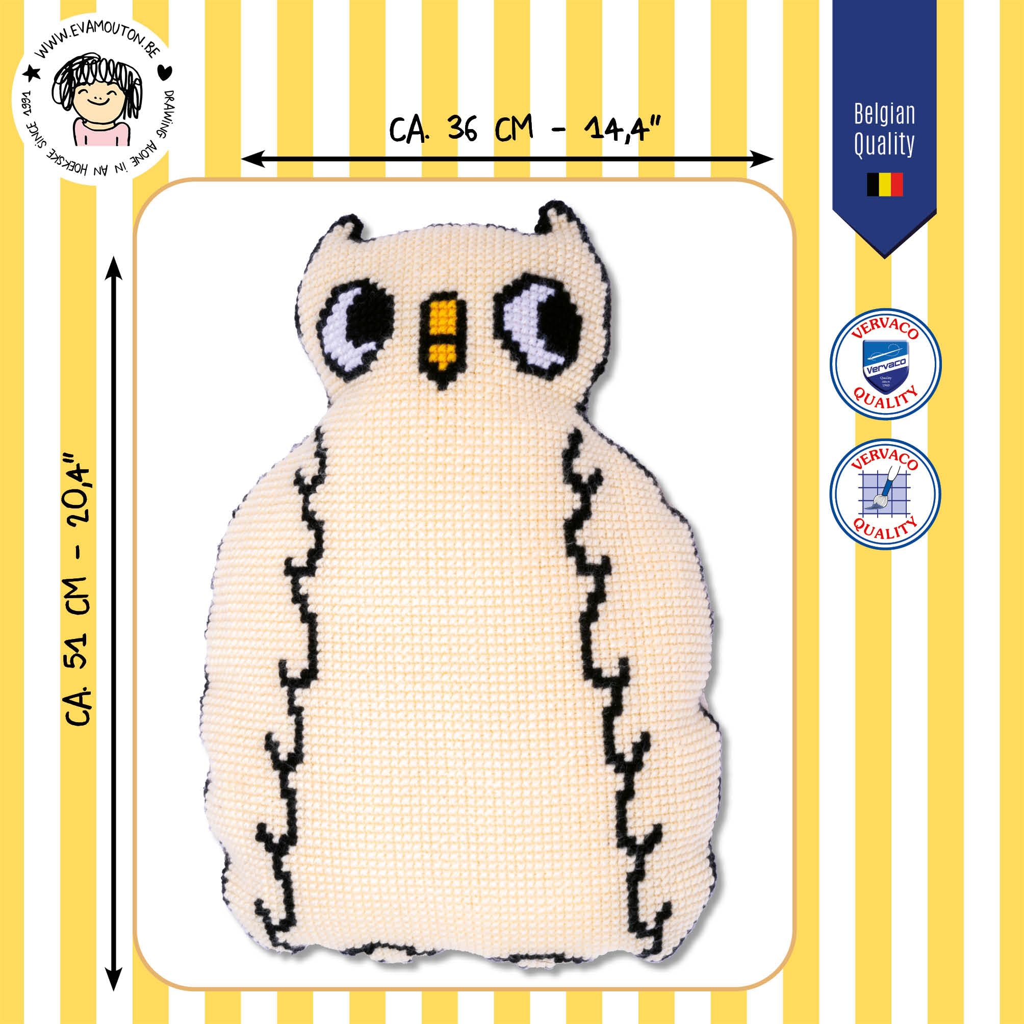 VERVACOZestaw do Haftu Krzyżykowego Poduszka z TyłemSOWA Kanwa z Nadrukiem 36 x 51 cm Gruba Włóczka Akrylowa Zrób to Sam Dekoracja Domu DIY Cross Stitch Kit