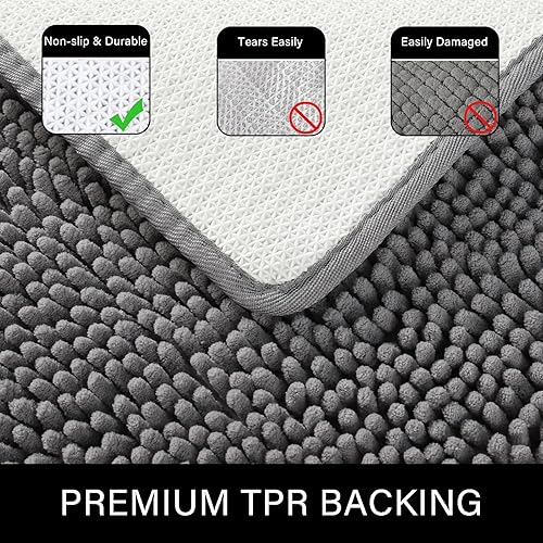 Miniatura 3 de LOCHAS Juego de 2 alfombras de baño de 20 x 32 pulgadas más 24 x 60 pulgadas de grosor, antideslizantes, alfombra de baño de felpilla suave y