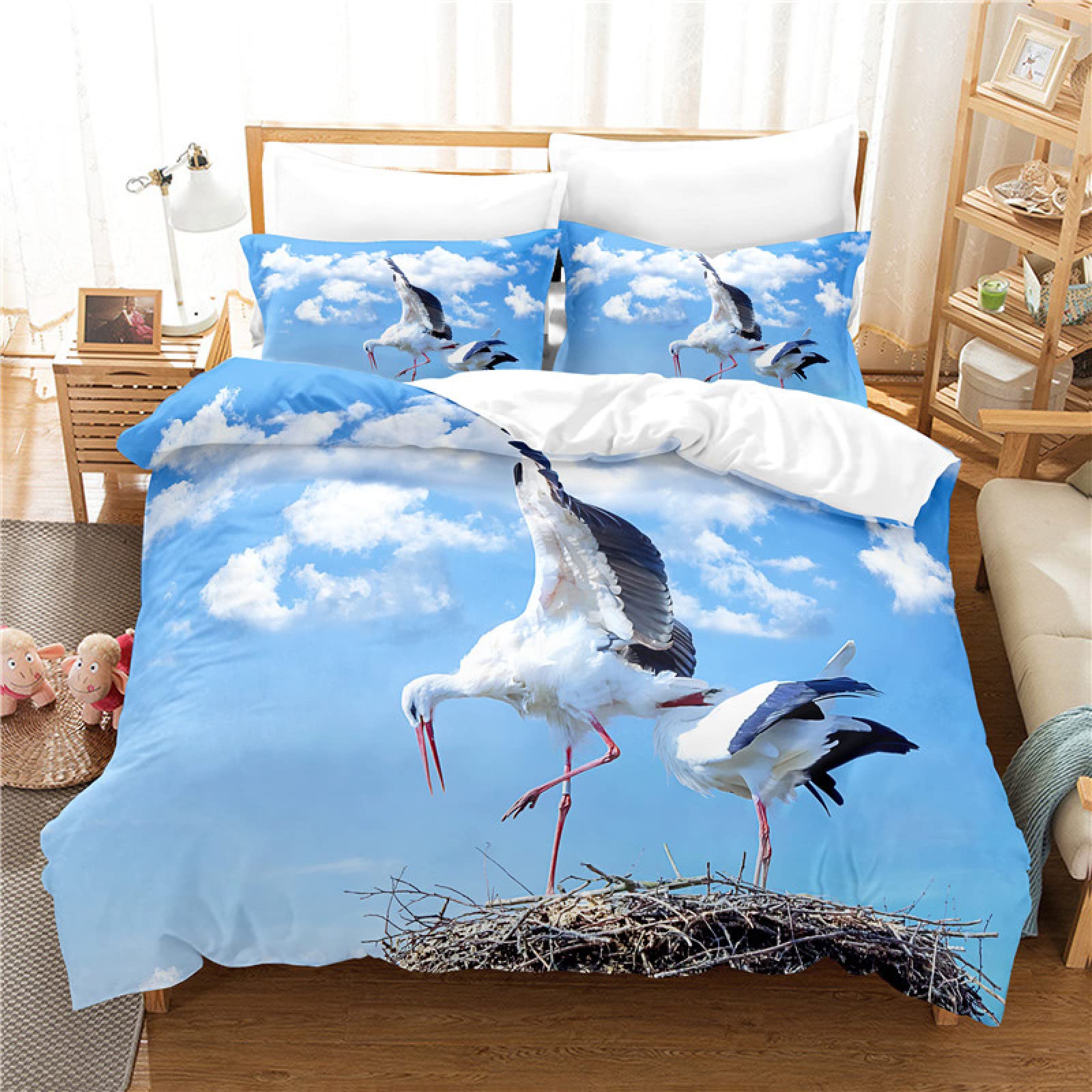 Housse de couette 90x190 oiseau bleu clair pour bercer les nuits de votre enfant de douceur