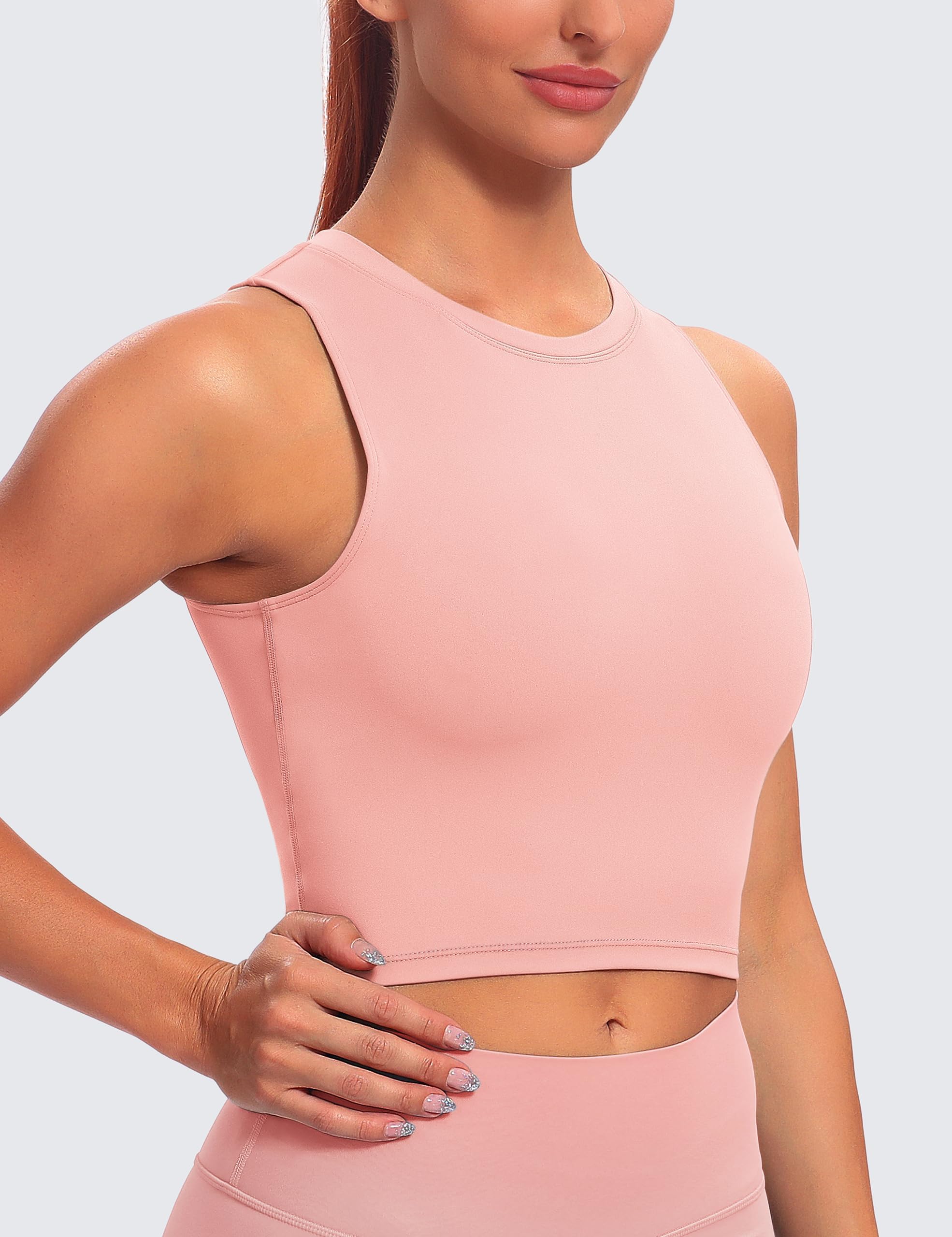 BAYDI Brasier deportivo con relleno extraíble, cuello alto, sin mangas, con brasier integrado, camiseta larga para yoga y entrenamiento
