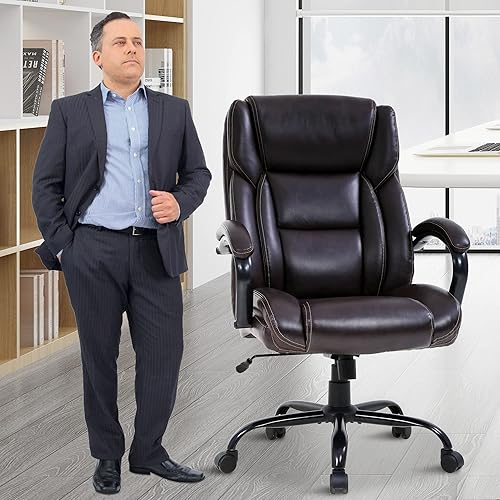 Miniatura 1 de Silla de oficina grande y alta de 500 libras, silla de escritorio ergonómica giratoria de masaje con respaldo alto, silla ancha de computadora de