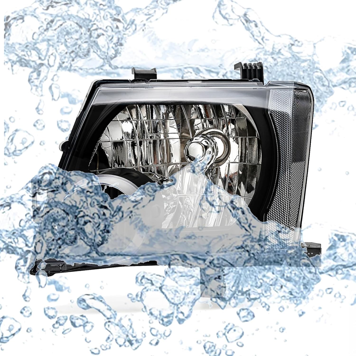 Headlights Assembly Fit For 2005 2006 2007 2008 2009 2010 2011 2012 2013 2014 2015 Nissan Xterra Black Housing Clear Lens Halogen Headlamp Driver & Passnger Side Replace NI2502161 26010EA025