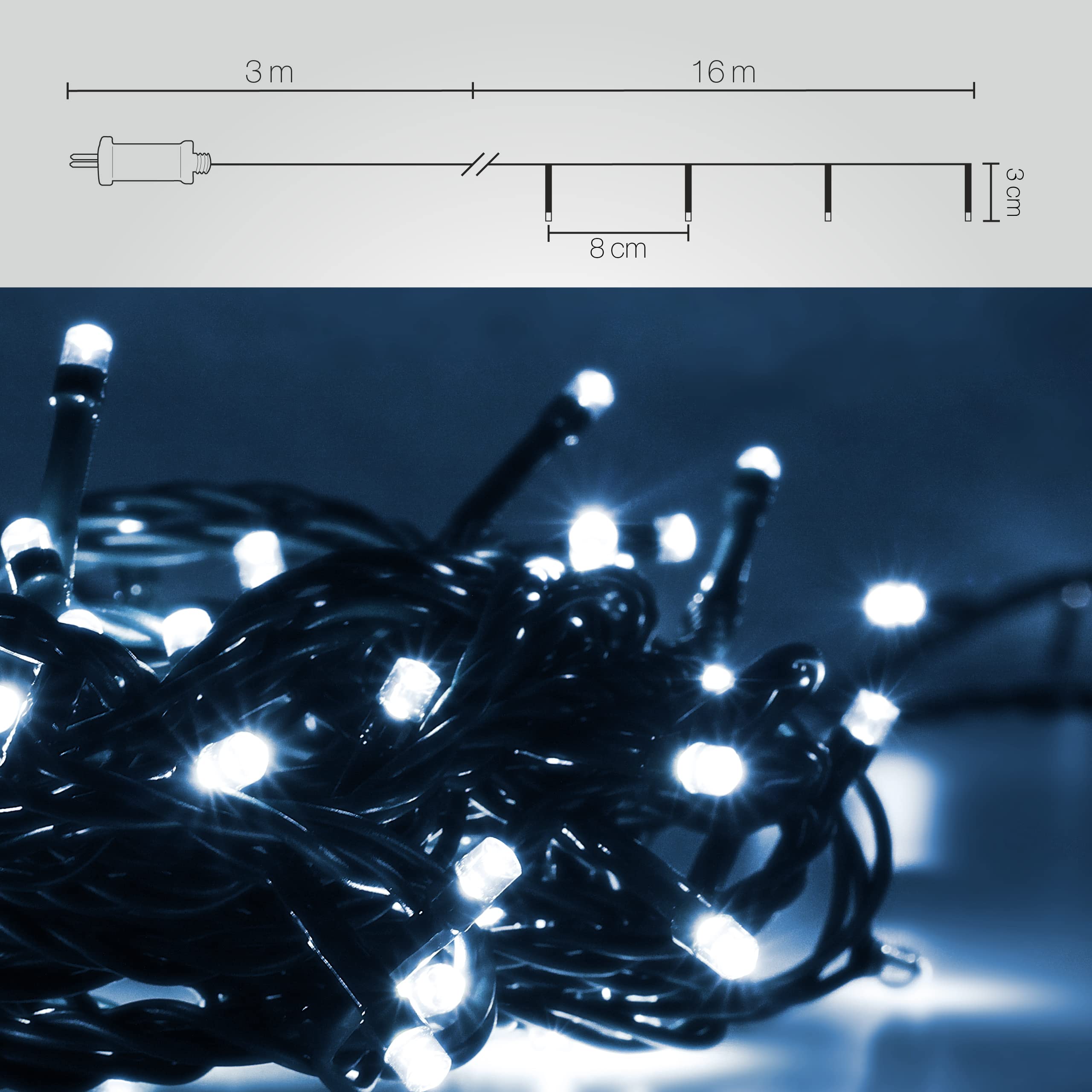 ENLACE Catena Luminosa LED A Farfalle 3 Metri - 20 LED Multicolore, Batteria, Luce Fissa O Lampeggiante
