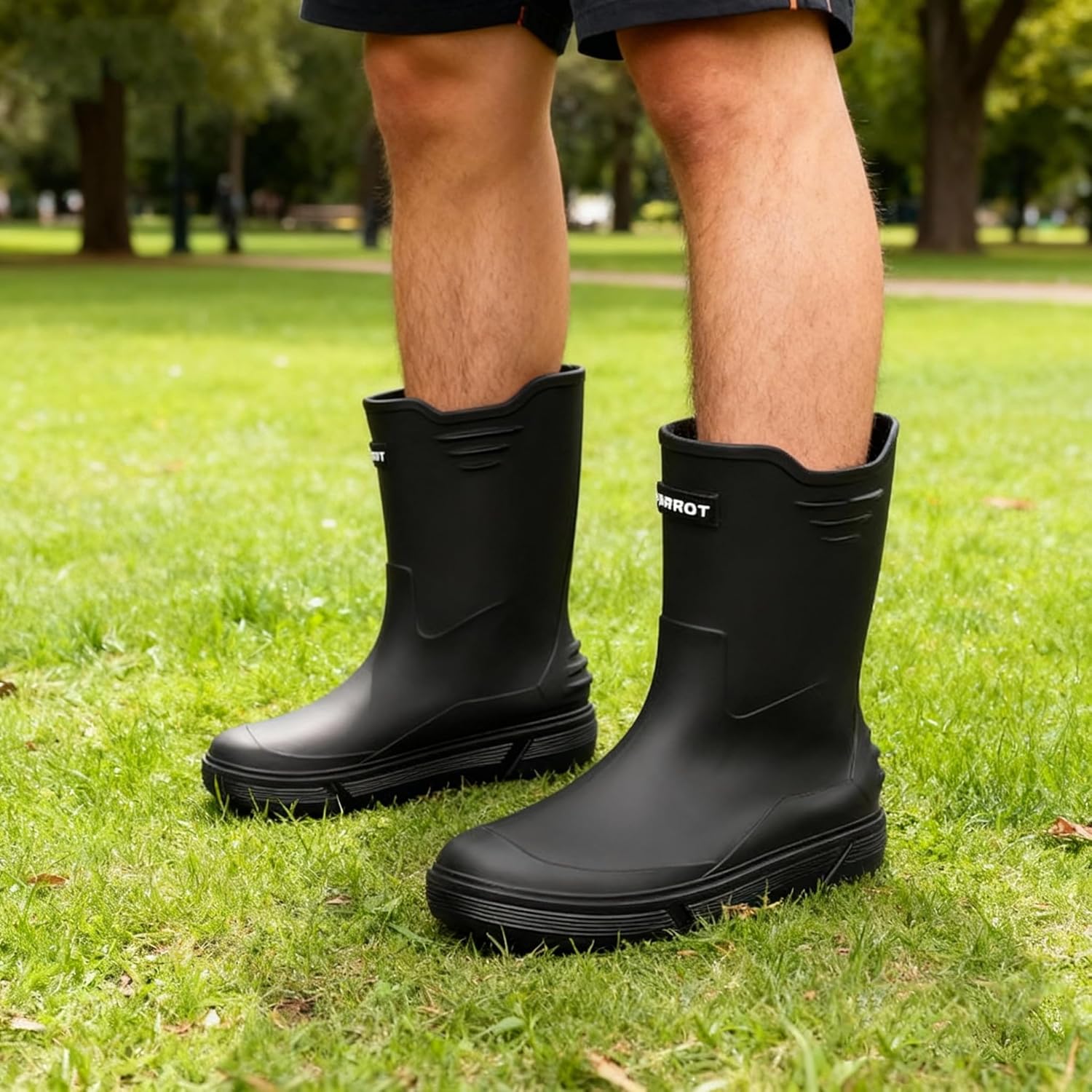 Rain Boots for Men, Non-Slip Rubber Boots, Waterproof Outdoor Garden Boots, Lightweight Mid Calf Rainboots, Comfort Muck Work Shoes for Fishing Climbing Farming - Image 3