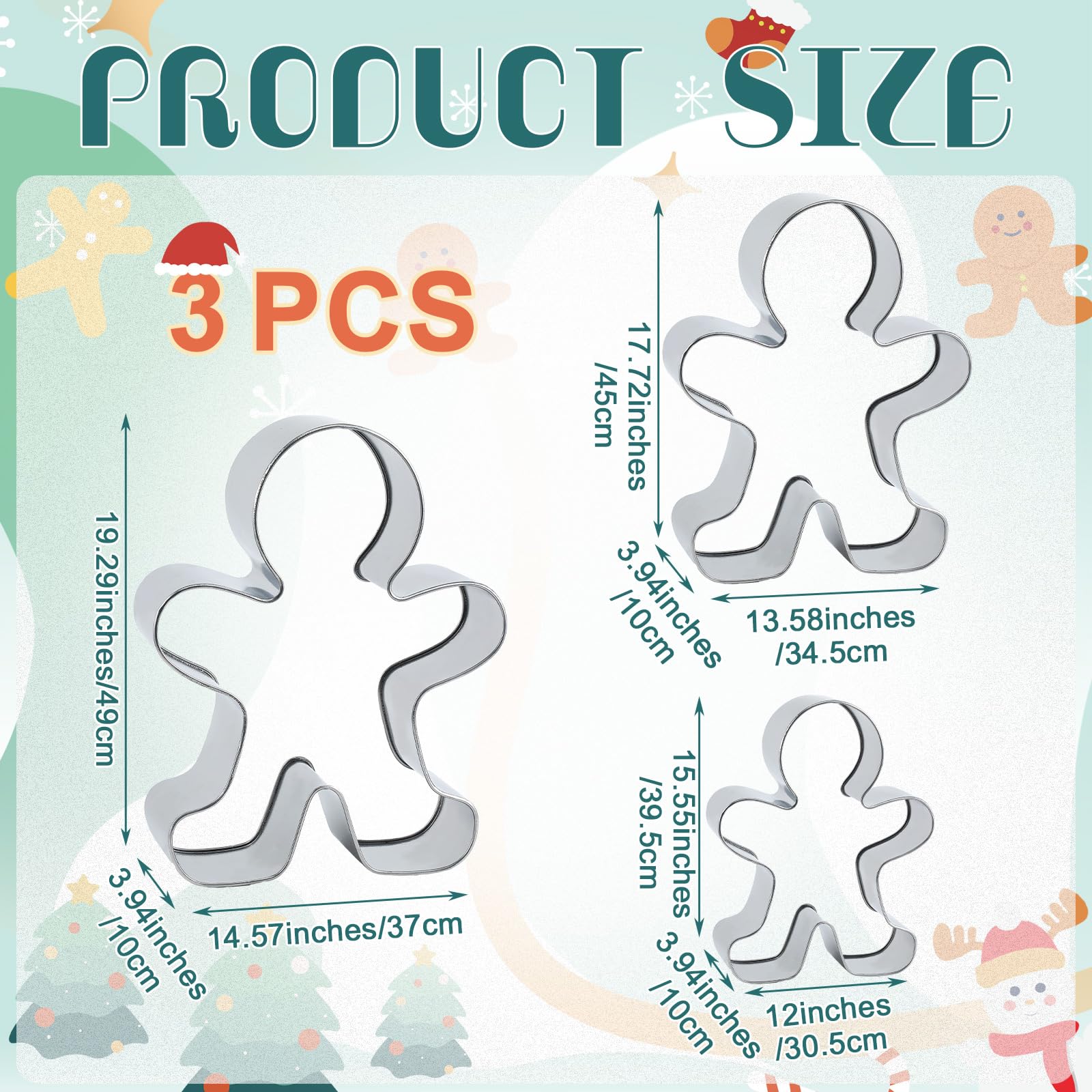 Amazon.com : Tandefio Set of 3 Oversized Gingerbread Men Silver
