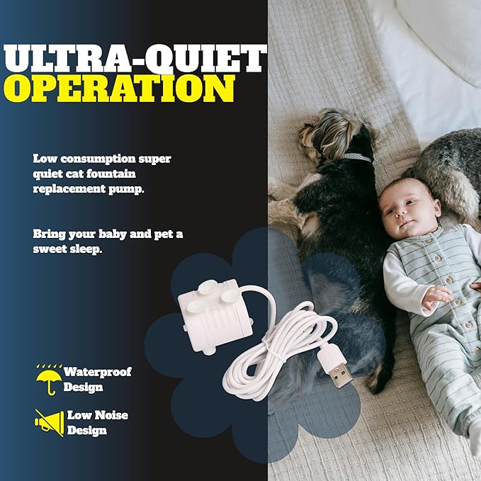 Bomba de Agua para Mascotas 5V USB con Control de Flujo miniatura 7