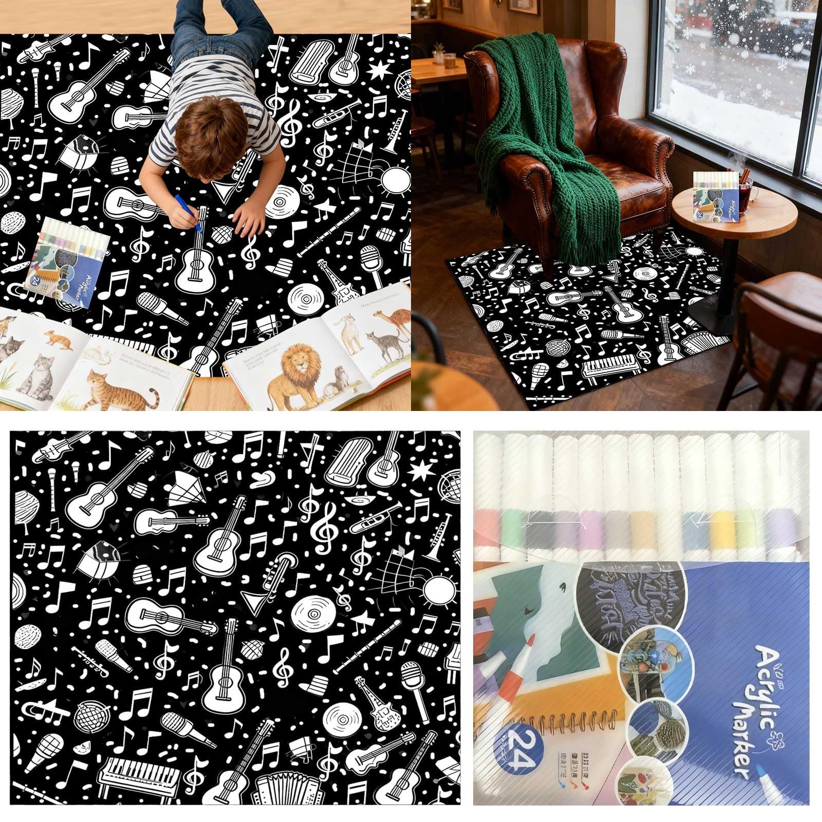 Generisch Pinta tu propia manta de pintura DIY Proyecto de arte lavable para regalos de temporada acogedores cumpleaños vacaciones con 24 pinceles 5 ml (B, talla única)