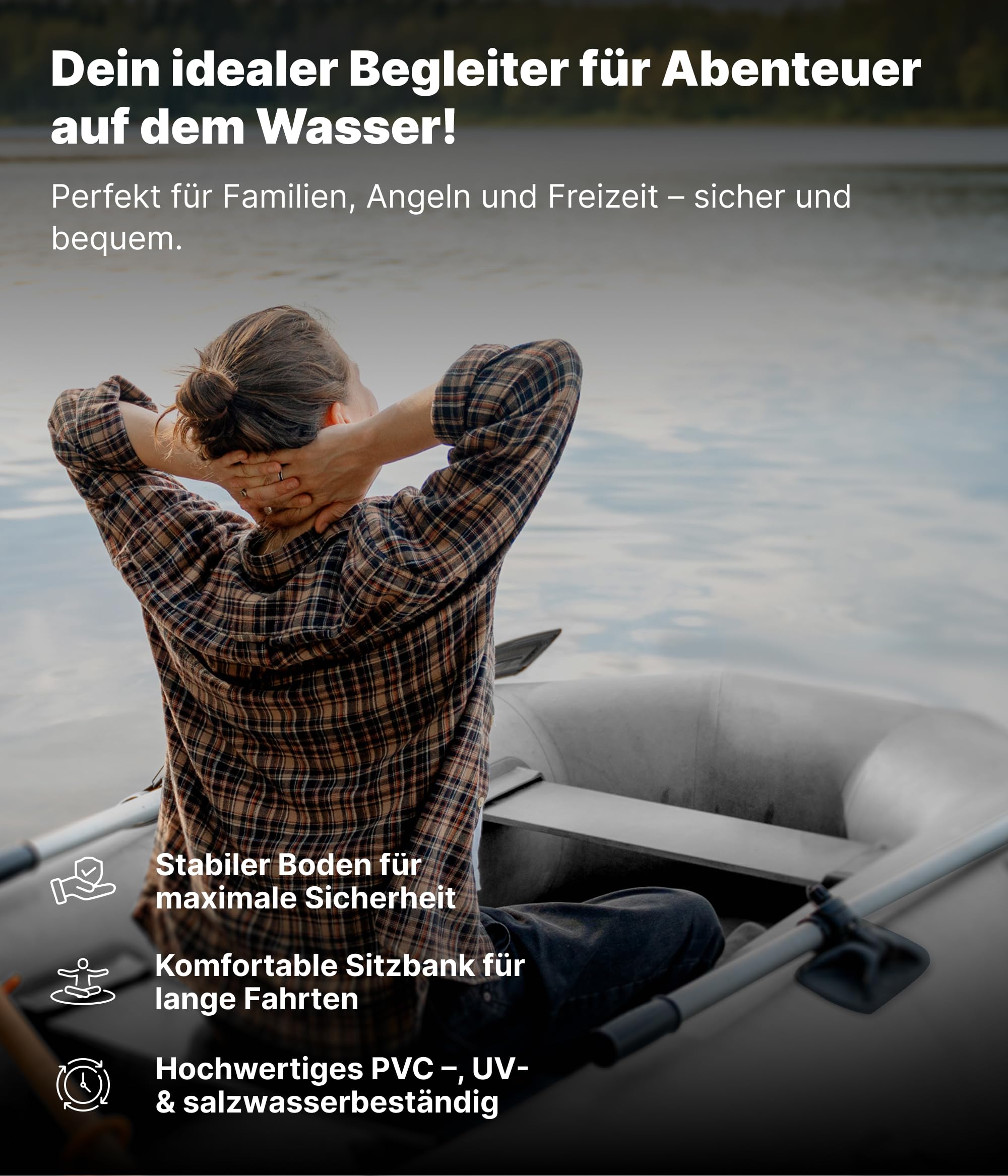 Nemaxx® Profi Schlauchboot 230/330/380 cm für 2/5/7 Personen – Paddel-, Angel- & Ruderboot – Luftboden/Aluboden, motorisierbar, bis zu 905 kg Traglast – inkl. 2 Paddel, Pumpe, Tasche & Reparaturset