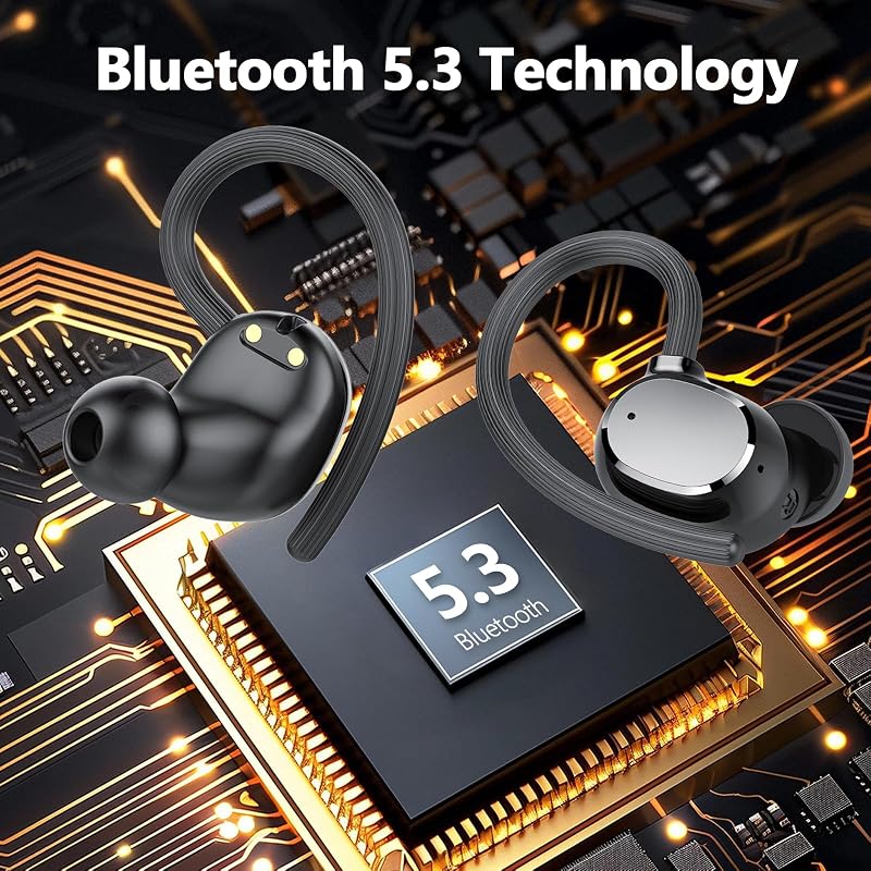 Căști sport wireless Bluetooth 5.3 sprtoybat cu 4 microfoane ENC, rezistență la apă IP7, autonomie 128 ore și afișaj LED pentru iOS și Android