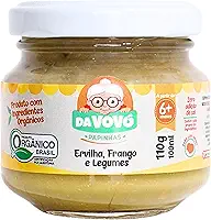 Da Vovó, Papinha Infantil, Linha +6, Orgânica, Sabor, Ervilha, Frango e Legumes, 100ml