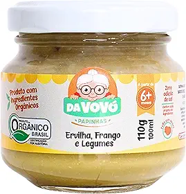 Da Vovó, Papinha Infantil, Linha +6, Orgânica, Sabor, Ervilha, Frango e Legumes, 100ml