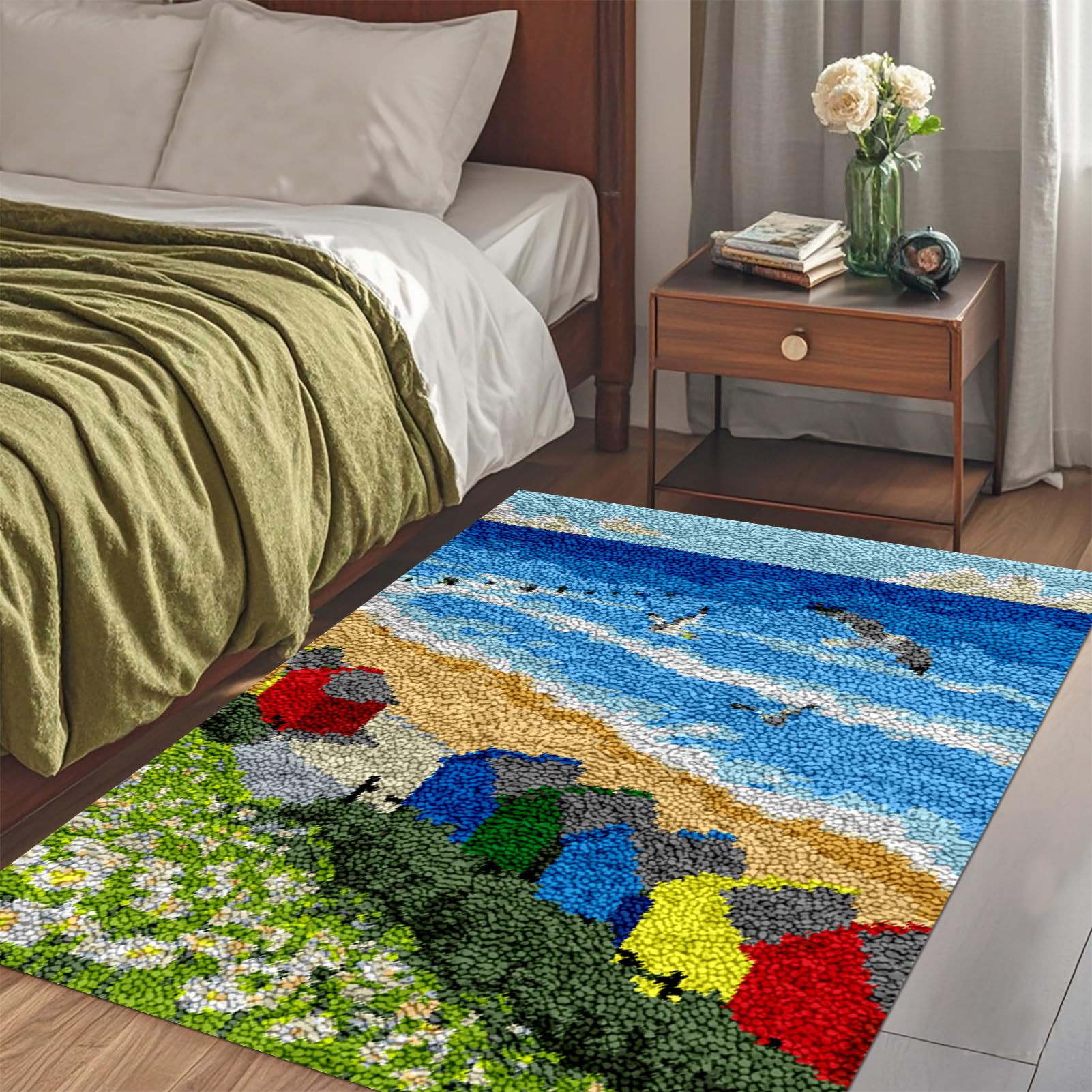 Kit per la Creazione di Tappeti Adulti Kit di Tappeti con Gancio a Scatto Fai da Te 140x180 cm Grande Artigianale con Gancio a Scatto Kit Tappeto Set Arazzo Modelli Stampati Decorativi