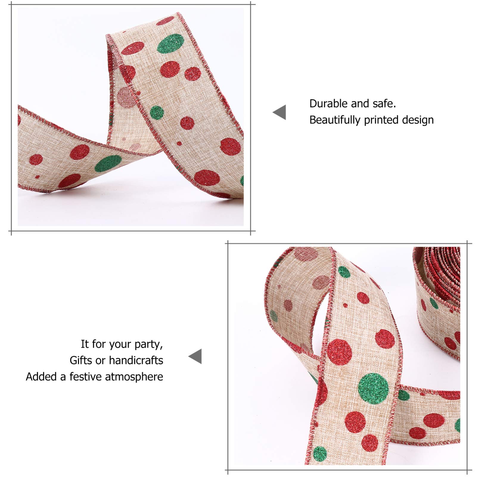 EXCEART 3piezas Cinta De Arpillera Navideña Para Decoración De y Manualidades Cinta De Puntos Rojos y Verdes Para Decoración De Wreaths y Bows