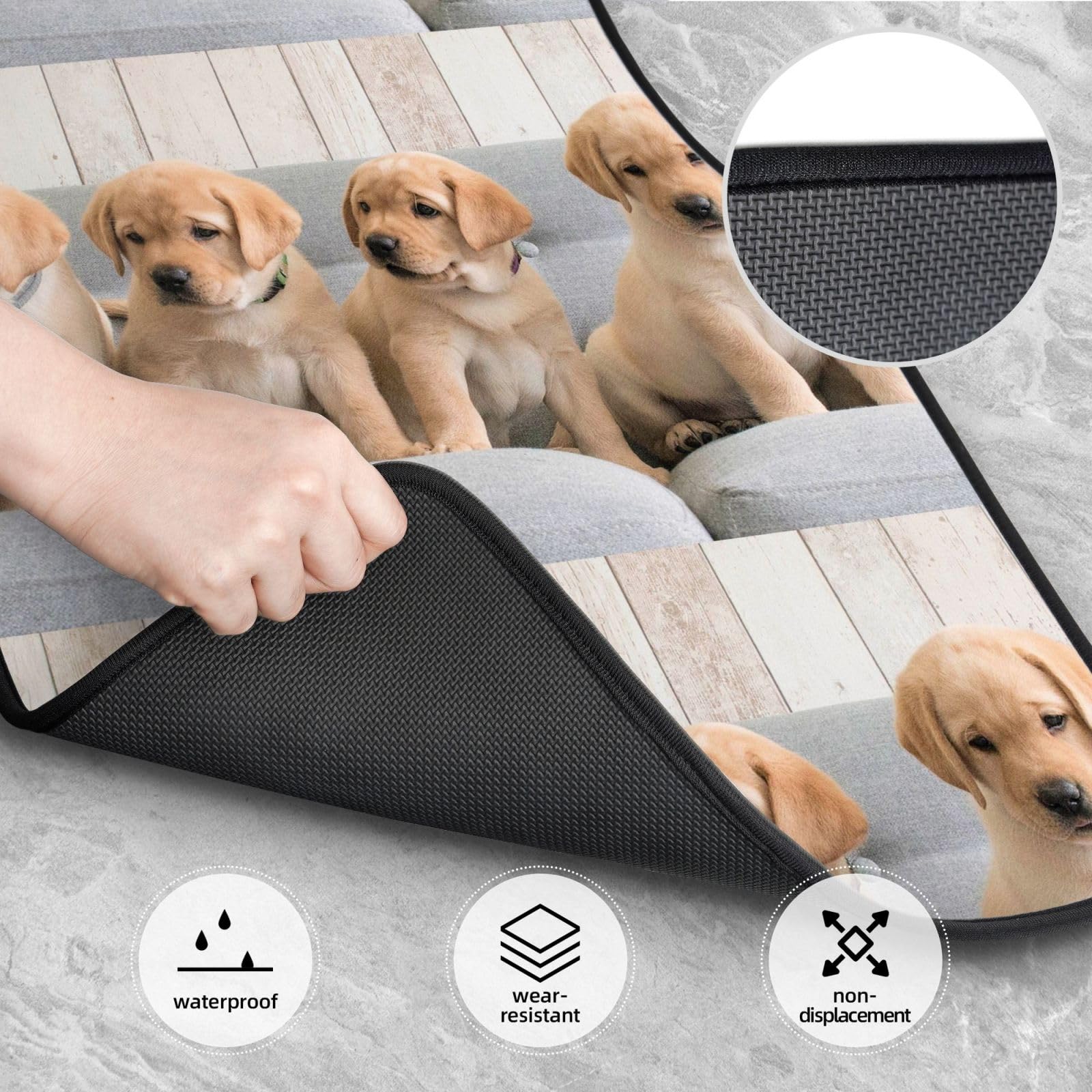 Golden Retriever Welpen Labrador Hunde, 4er-Set Auto-Fußmatten, Neopren-Fußmatten für Fahrzeuge, rutschfeste Auto-Fußmatten, Autozubehör