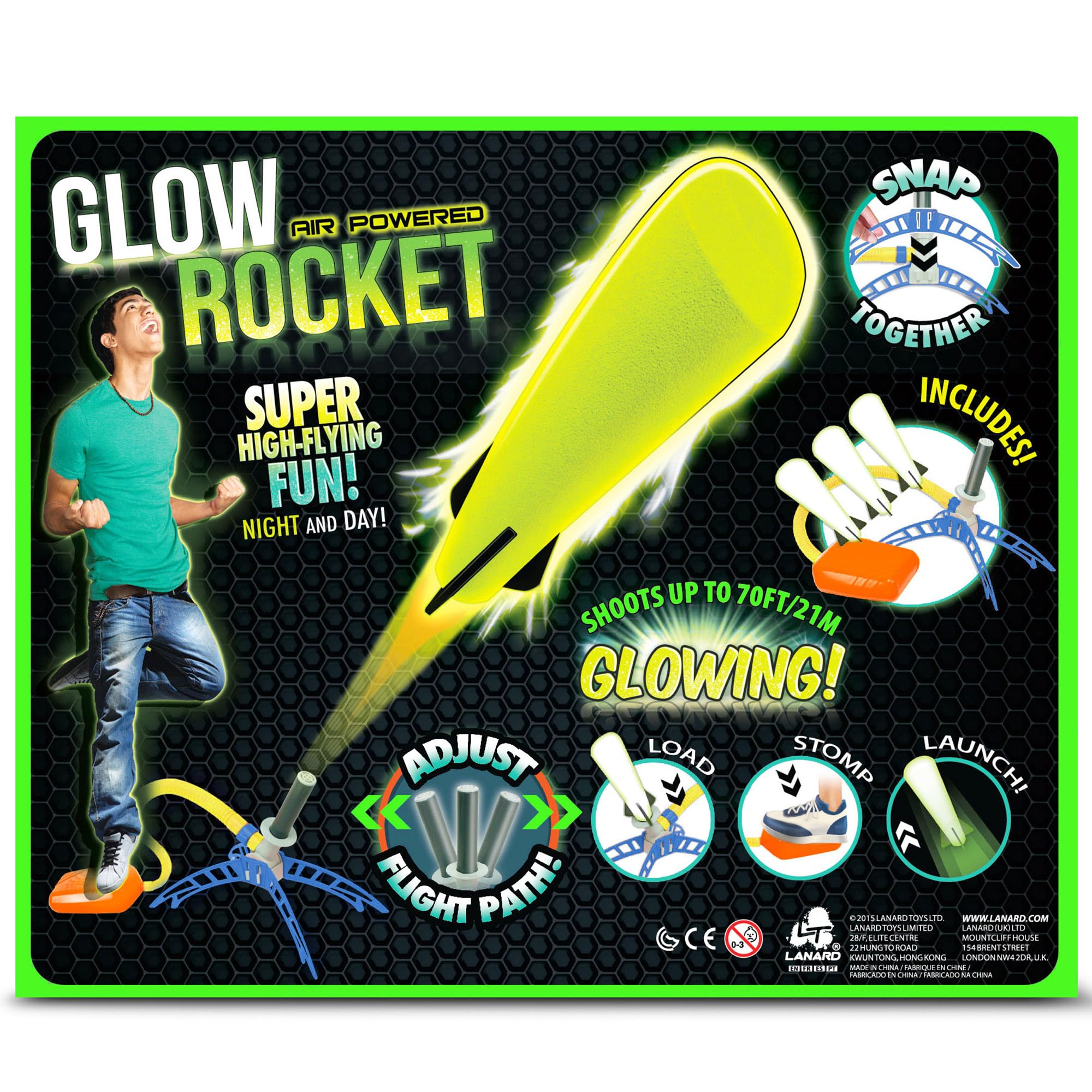 Lanard: Glow Air Powered Rocket - Super High-Flying Toy, 3 Foam Rockets, Launch Stomp Pad, Soars Up to 70', Adjustable Flight, Outdoor Play, Kids 6+ - Image 4