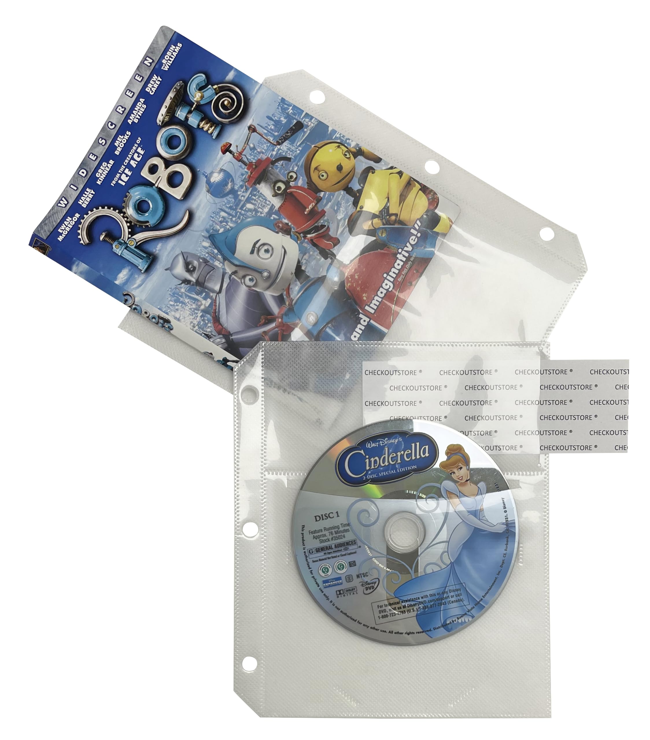 100 buste bianche per CD/DVD e raccoglitore, con copertina e libretto