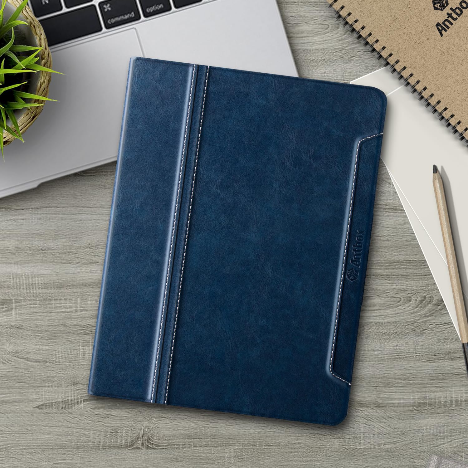 Antbox Coque pour iPad Pro 11 Pouces M5/M4 (2025/2024), Bleu | Étui PU, Porte-Stylet, Veille/Réveil Auto