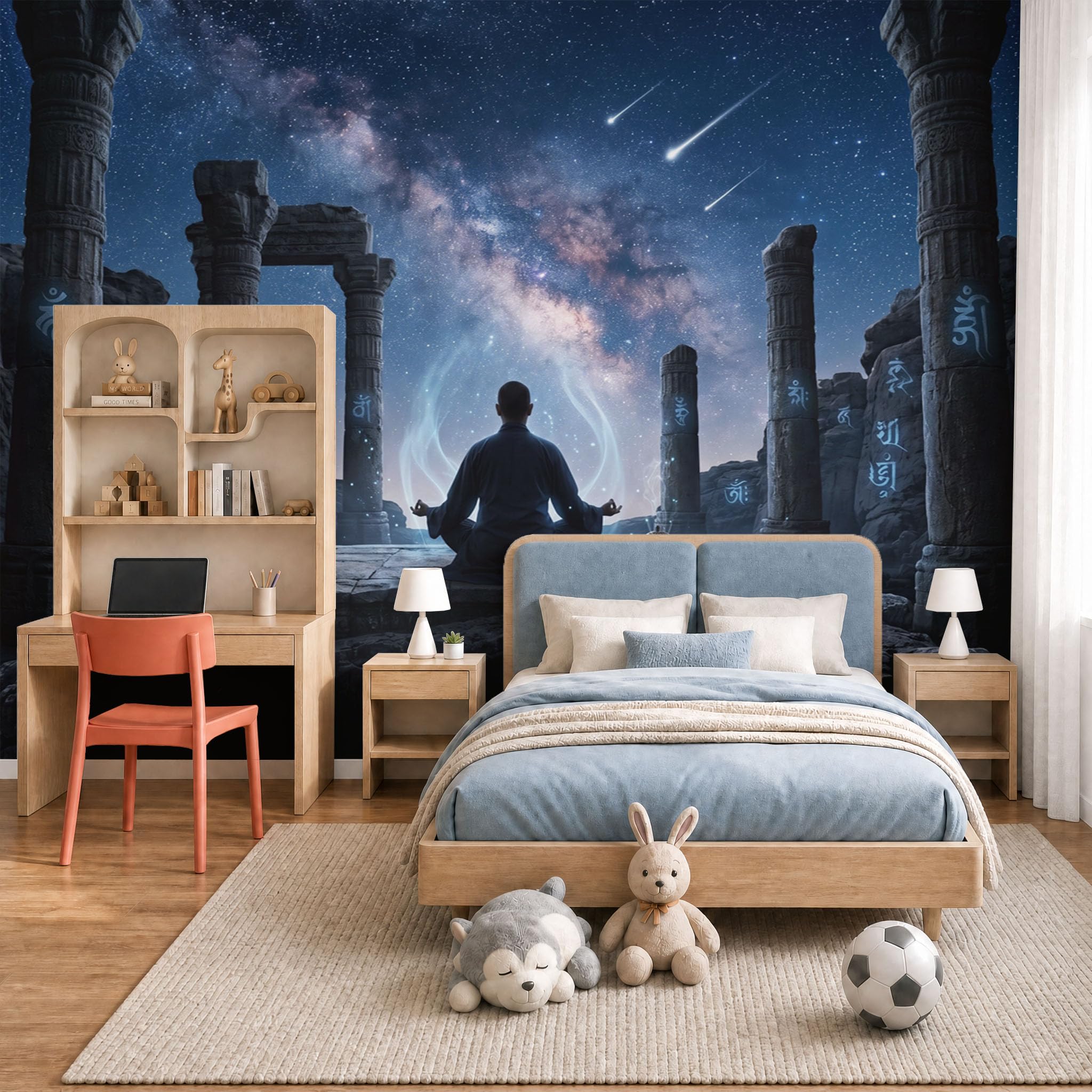Carta Da Parati Fotomurale Xxl Stampa Meteora Fantasy 250X175Cm, Poster Murale Fotografica 3D In Tessuto Non Tessuto Pilastri Pietra Per Meditazione Di Grande Per Tv Corridoio Soggiorno, Blu Scuro